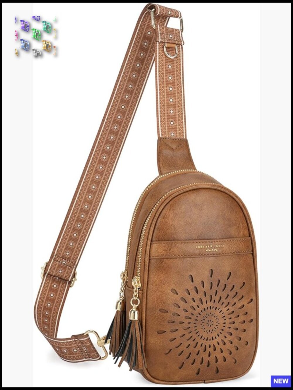 Small Sling Bag Crossbody Purse Vegan Leather Adjustable Strap Chest Bag